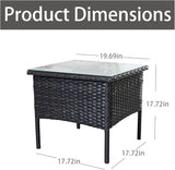 Outdoor Patio Wicker Table, Rattan Side Table, Modern Patio End Side Table with Glass Countertop and Storage Space - Photo 2