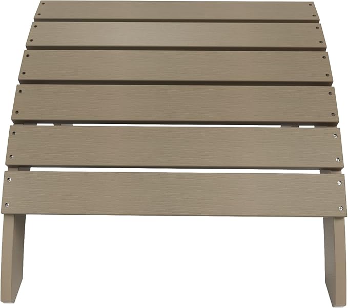 WestinTrends Tuscany Adirondack Ottoman, Real Wood Like Outdoor Ottoman for Patio, All Weather Poly Lumber Folding Ottoman Footrest for Adirondack Chair, Taupe
