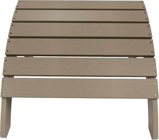 WestinTrends Tuscany Adirondack Ottoman, Real Wood Like Outdoor Ottoman for Patio, All Weather Poly Lumber Folding Ottoman Footrest for Adirondack Chair, Taupe