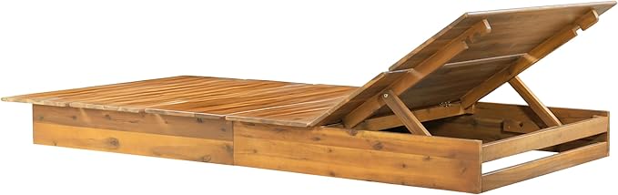 Christopher Knight Home Bard Patio Chaise Lounge Chair Outdoor, Acacia Wood Poolside Sun Lounger with Slatted Design - Photo 5