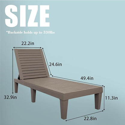 DIMAR GARDEN Outdoor Chaise Lounge,Resin Pool Lounge Chair Waterproof Recliner, Taupe