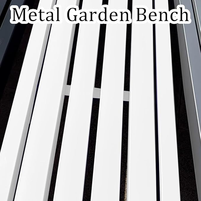 Outdoor Bench 2-Person Garden Bench Metal Backyard Seat Backless Seat 3.3ft 3.9ft 4.9ft 5.9ft Weatherproof Chair for Front Porch, Patio, Park(Black,3.93ft)