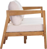 Merax 76.38" Acacia Solid Wood 3-Seater Outdoor Patio Sofa, Teak Finish with Beige Cushions - Photo 4