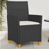 Patio Chairs with Cushions 2 pcs Black Poly Rattan&Solid Wood, Suitable for patios, Gardens, Balconies - Photo 1