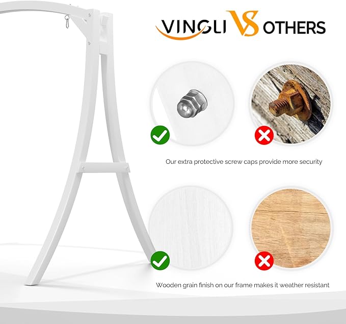 VINGLI Outdoor Wooden Swing Frame, Heavy Duty 1000 LBS A-Frame Swing Stand with Farmhouse Cottage Style - Photo 3