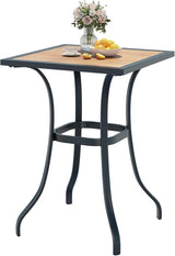 AECOJOY Outdoor Height Bar Table, 36'' Metal Frame Bar Table Bistro Square Table with Wooden Top - Photo 1