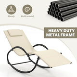 Giantex Outdoor Rocking Lounge Chair, Zero Gravity Rocking Chair with Removable Headrest, Breathable Backrest & Seat - Photo 6