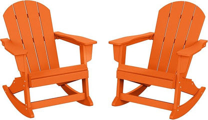 WO WESTIN OUTDOOR HDPE Laguna Outdoor Rocking Poly Adirondack Chair (Set of 2), Orange