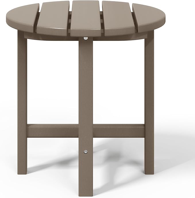 WestinTrends Dylan Adirondack Round Outdoor Side Table, Weathered Wood