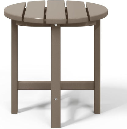 WestinTrends Dylan Adirondack Round Outdoor Side Table, Weathered Wood