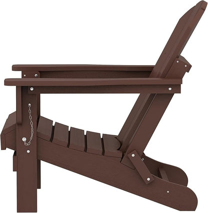 SERWALL Adirondack Chair Set of 8, Weather Resistant Patio Chair with Cup Holder for Patio Garden (Folding Coffee)