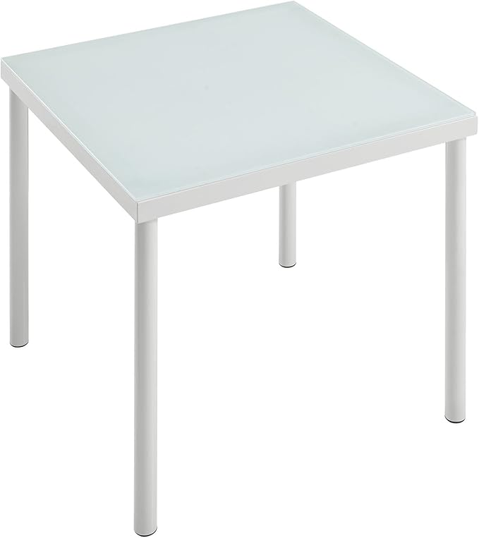 Modway Harmony Outdoor Patio Aluminum Side Table With Tempered Glass in White