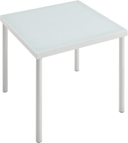 Modway Harmony Outdoor Patio Aluminum Side Table With Tempered Glass in White
