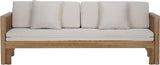 SAFAVIEH Outdoor Patio Furniture Collection - Napoli Oak Brown & Cream Solid Wood Bench Convertible Daybed with Cushions - Photo 1
