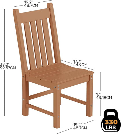 Costaelm Armless Outdoor Chair, Patio Adirondack Chair, HDPE Poly Lumber Waterproof Restaurant Bistro Kitchen Dining Chair for Outside Porch Backyard Garden, Teak