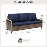 EAGLE PEAK Wicker Outdoor Patio Sofa Modern Rattan Patio Furniture Loveseat for Backyard Deck Porch Balcony - Photo 2