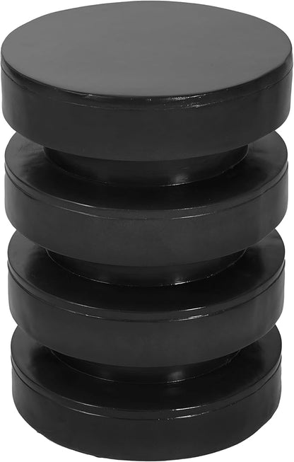 Christopher Knight Home Jeru Lightweight Concrete Round Coffee Table, Indoor and Outdoor Side Table for Living Room, MGO Small Side Table, 3-Tier Design, No Assembly Needed, Black