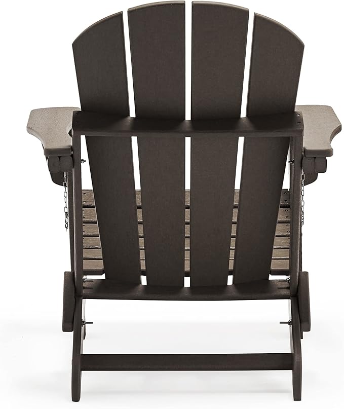 WO WESTIN OUTDOOR HDPE Laguna 3PC Outdoor Poly Adirondack Chair Set with Side Table, Dark Brown