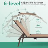 Giantex Outdoor Chaise Lounge Chair- Tanning Chair with Sunshade, 6 Adjustable Position, Sturdy Metal Frame, Cup Holder - Photo 5