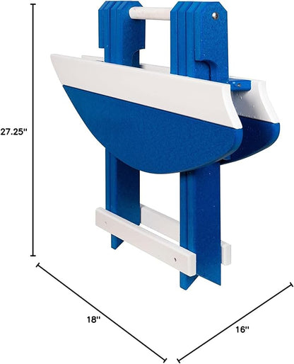 Amish-Made Surfboard Shaped Blue Poly Folding Side Table