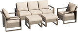 5 Pieces Metal Wicker Patio Furniture Set - 75" Sofa, Two Armchairs and Two Ottomans - Photo 1
