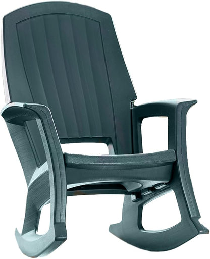 Semco Rockaway Heavy-Duty All-Weather Low Maintenance Easy Assembly Plastic Outdoor Rocking Chair for Deck and Patio, Green (4 Pack)