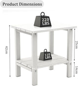 OTSUN Adirondack Outdoor Side Table, 16" HDPE Patio Side Table with Shelf - Photo 3