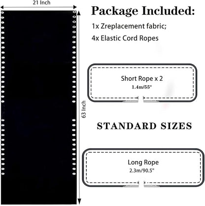 Zero Gravity Chair Replacement Fabric with Bungee Cord Kit, 21 Inch Wide Repair Cloth with Replacement Cord for Oversized XL Anti Gravity Chairs Outdoor Recliner Patio Lounge Lawn Beach Sling Chair