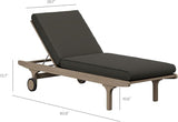 Modway Saratoga Teak Wood Set of 2 Chaise Lounge Chairs and Side Table in Flint Gray - 3-Piece Outdoor Furniture Set - Photo 3