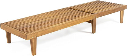LUMISOL Outdoor Chaise Lounge Chair, Acacia Wood Frame Sunbathing Pool Lounger with 5-Position Adjustable Backrest, Patio Portable Reclining Lounger Chair for Deck, Poolside, Yard, Teak