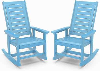 IVY&LANE Outdoor Rocking Chairs Set of 2 | Porch-Rockers | Arctic | HDPE Plastic | All-Weather | High Back | Wide Seat | Oversized Patio Rocker for Adult | for Outside Deck Balcony Garden