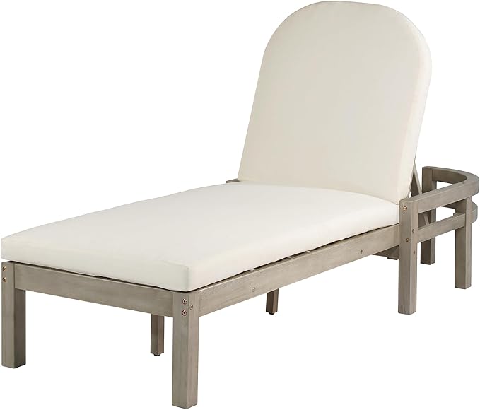 LUMISOL Outdoor Chaise Lounge Set of 2 Wood Patio Recliner Chairs with 5-Position Adjustable Backrest Cushions - Photo 6