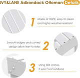 IVY&LANE Outdoor Adirondack Ottoman | Folding | HDPE | White | All Weather - Photo 5