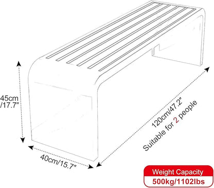 Outdoor Bench Weatherproof, Stainless Steel Metal Garden Bench, Anti-Rust Patio Park Bench for Front Porch, Yard, Lawn, Deck(White,120cm/47in)