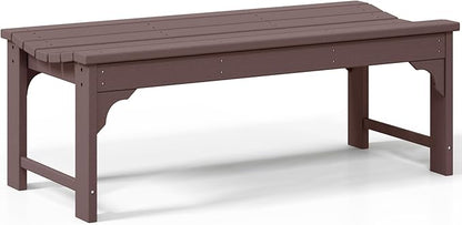 Costaelm Outdoor Benches Weatherproof, All Weather Resistant Park Bench Poly Lumber Backless Garden Bench Seat for Entryway Front Porch, Dark Brown