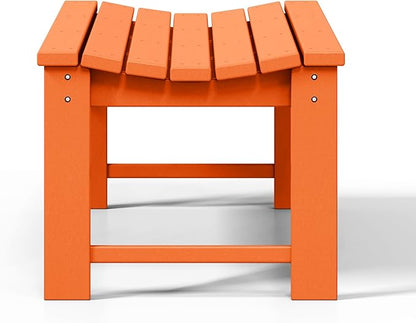 WestinTrends Malibu Outdoor Bench, All Weather Resistant Poly Lumber Backless Patio Garden Bench, Adirondack Curved Bench Seat for Comfort, Orange