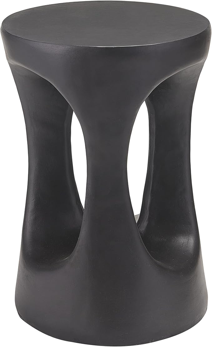Christopher Knight Home Selina 20.25" H Lightweight Concrete Outdoor Side Table, Hollow Round-Shaped Patio End Table, MGO Outdoor Coffee Table, No Assembly Garden Plant Stand Indoor, Black