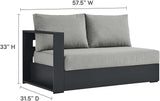 Modway Tahoe Aluminum 3-Piece Outdoor Patio Furniture Gray, Modular Sectional Sofa Set with Weather-Resistant Cushions - Photo 2