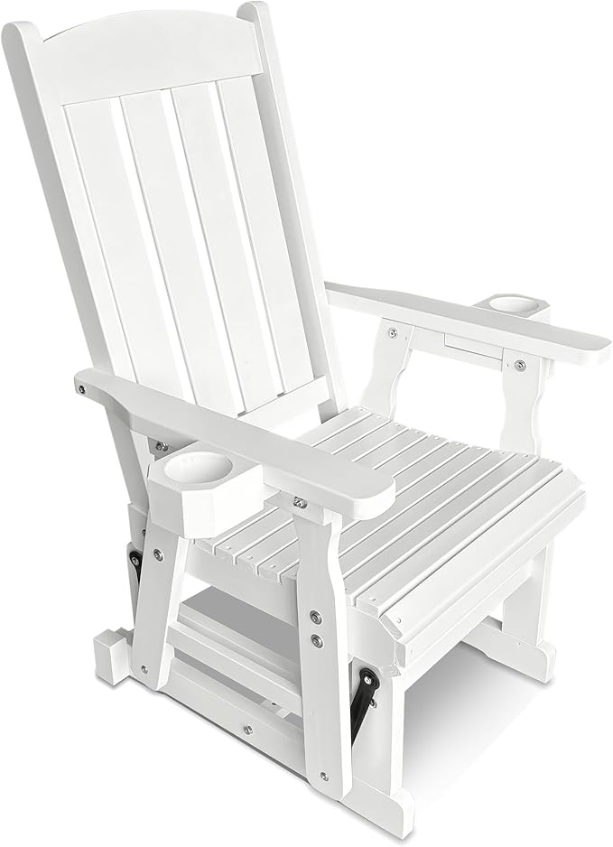 Fortune Candy Wooden Patio Glider for One Person, with High Back and Deep Contoured Seat, Solid Fir Wood - Photo 1