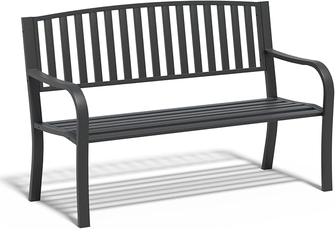 SHGJ&SOFT Outdoor Bench, Garden Bench, Outdoor Metal Frame Patio Park Bench,for Porch, Lawn,Garden,Yard (BK-08)
