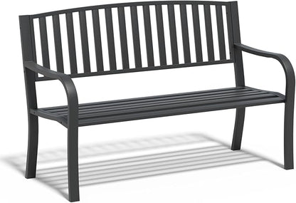 SHGJ&SOFT Outdoor Bench, Garden Bench, Outdoor Metal Frame Patio Park Bench,for Porch, Lawn,Garden,Yard (BK-08)