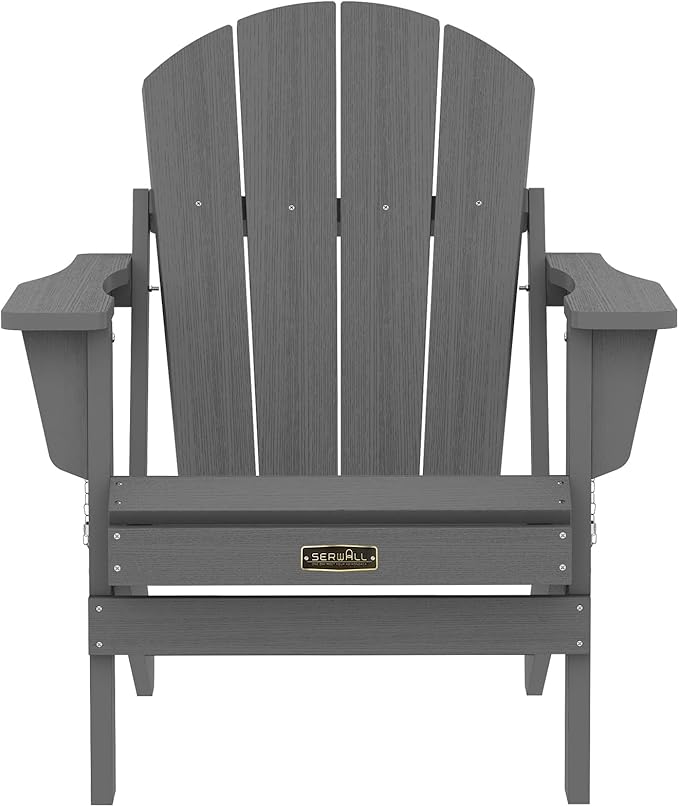 SERWALL Adirondack Chair Set of 8 for Patio Garden Outdoors Fire Pit- (Folding Gray) - Photo 8