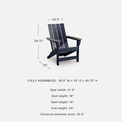 Signature Design by Ashley Mabry Shores Coastal MEGA-TUFF™ HDPE Weather Resistant Outdoor Adirondack Chair with Slat Back, Blue & Beige