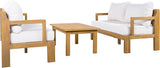 3 Piece Acacia Wood Patio Furniture Set with Coffee Table & Cushions Outdoor Conversation Set with 2 Loveseat for Porch - Photo 4