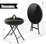 Tangkula Round Folding Side Table, 18 Inch Patio Coffee Table with Tempered Glass Tabletop and Metal Frame - Photo 3