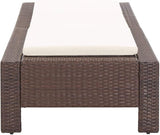 Outdoor Sunbed with Thick Cushion, Adjustable Brown Poly Rattan Chaise Lounge for Patio Poolside - Photo 3
