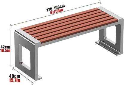 Outdoor Garden Bench, Park Bench, Patio Furniture Bench Chair with Cast Steel & Solid Wood Structure,Weather Proof Porch Loveseat, Perfect for Deck, Lawn, Poolside(Color:A,Size:59x15.7x16.5IN)