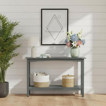 Weatherproof HIPS Outdoor Console Table, 48'' 2-Shelf Side Table Indoor/Outdoor Use, Multifunctional Buffet Table Bar Storage Organizer for Entryway, Patio, Outside Plant Stand Table, Grey