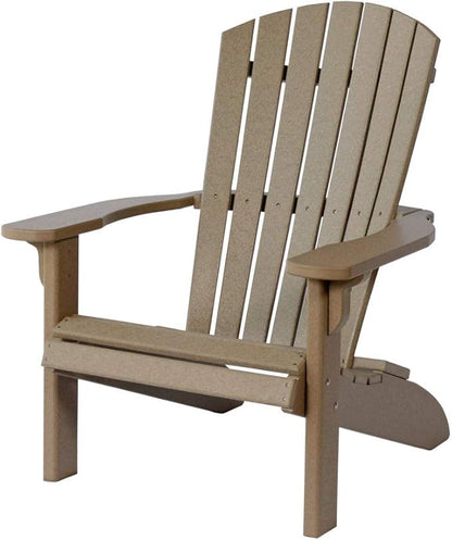 Leisure Lawns Poly Plastic Fanback Adirondack Chair, Outdoor Patio Chair - Amish Made in USA (Weatherwood)