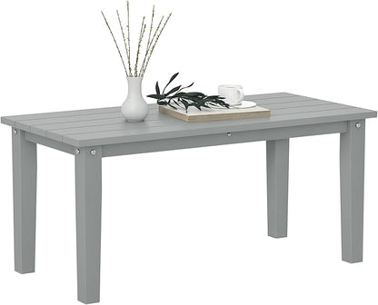 Outsunny HDPE Outdoor Coffee Table, All-Weather Rectangle Patio Coffee Table, Plastic Outdoor Patio Table with Slatted Tabletop for Garden, Balcony, Backyard, Gray